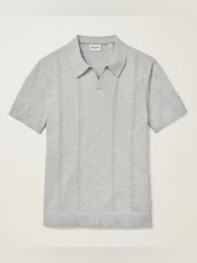 Bonobos Light Gray V-Neck Short-Sleeve Knit Sweater W Johnny Collar